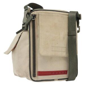 PRADA Sports Shoulder Bag Nylon White Silver Auth 138207